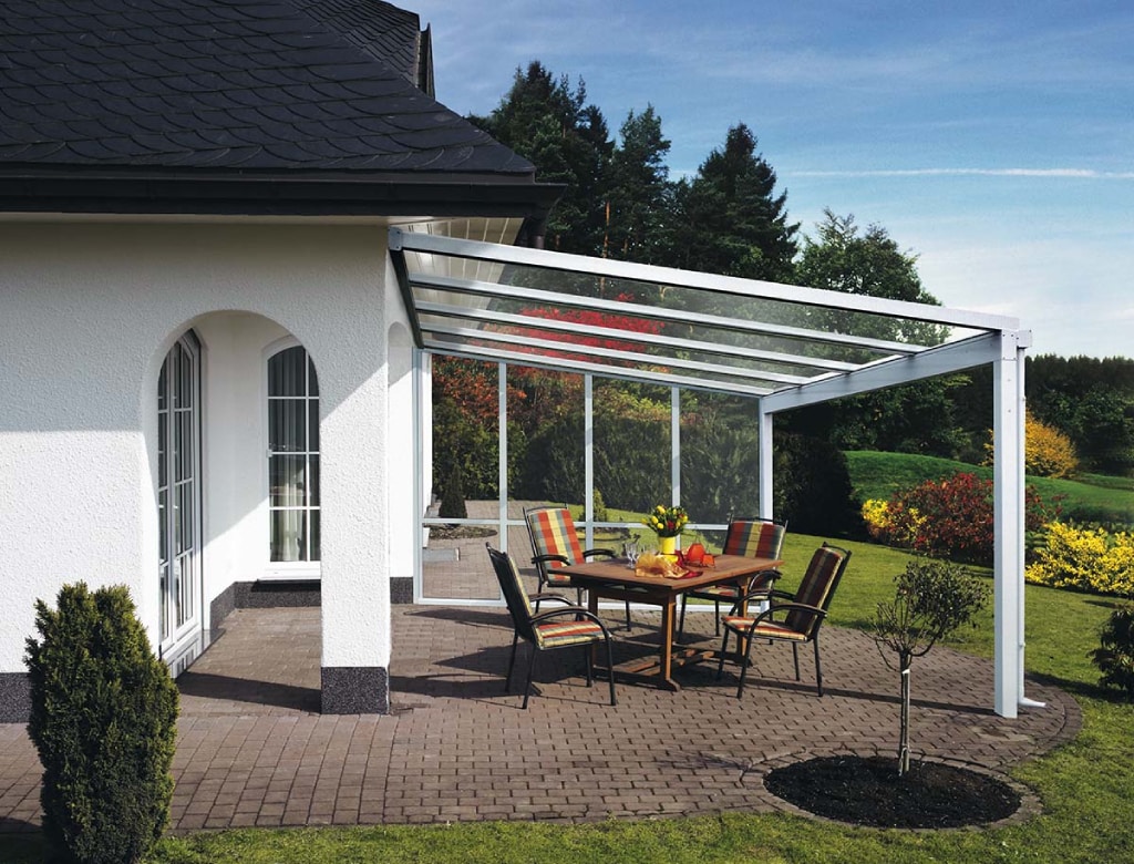 Ariane Windgeschützte Glas-Überdachung, Terrassenüberdachung ariane Glas-Überdachung, Terrassenüberdachung, Aufdachmarkisen, Senkrechtmarkisen und Wintergartenmarkisen