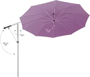 MEZZO Ampelschirme und Sonnenschirme. Optimale Beweglichkeit des Schirmdaches alle 3 Achsen um 360 Grad schwenkbar