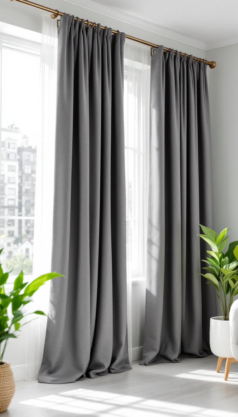 Bodenlange Vorhänge – Stilvolle Fensterdekoration für ein modernes Zuhause Elegante bodenlange Vorhänge im modernen Wohnzimmer – Fensterdekoration für einen luxuriösen und stilvollen Look.