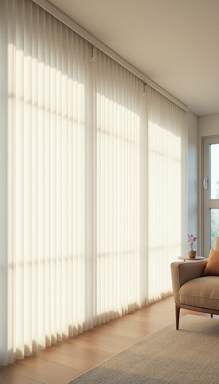 Modernes Zimmer mit Lamellenvorhängen – Perfekte Fensterdekoration für Stil und Funktionalität Modernes Zimmer mit Lamellenvorhängen – Elegante Fensterdekoration für Lichtsteuerung und Privatsphäre.
